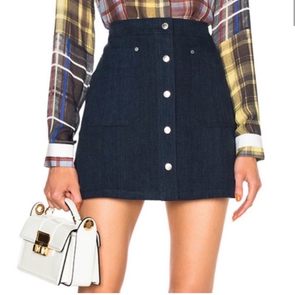 Rag & Bone “Siggy” Snap-front Denim Mini Skirt - size 6 - Picture 3 of 10